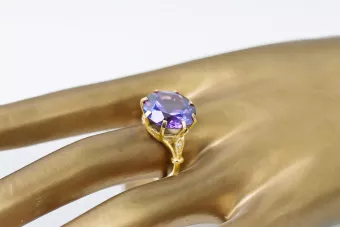 الكساندريت 14 كارت من الذهب الأصفر خاتم مجوهرات فينتاج vrc073y